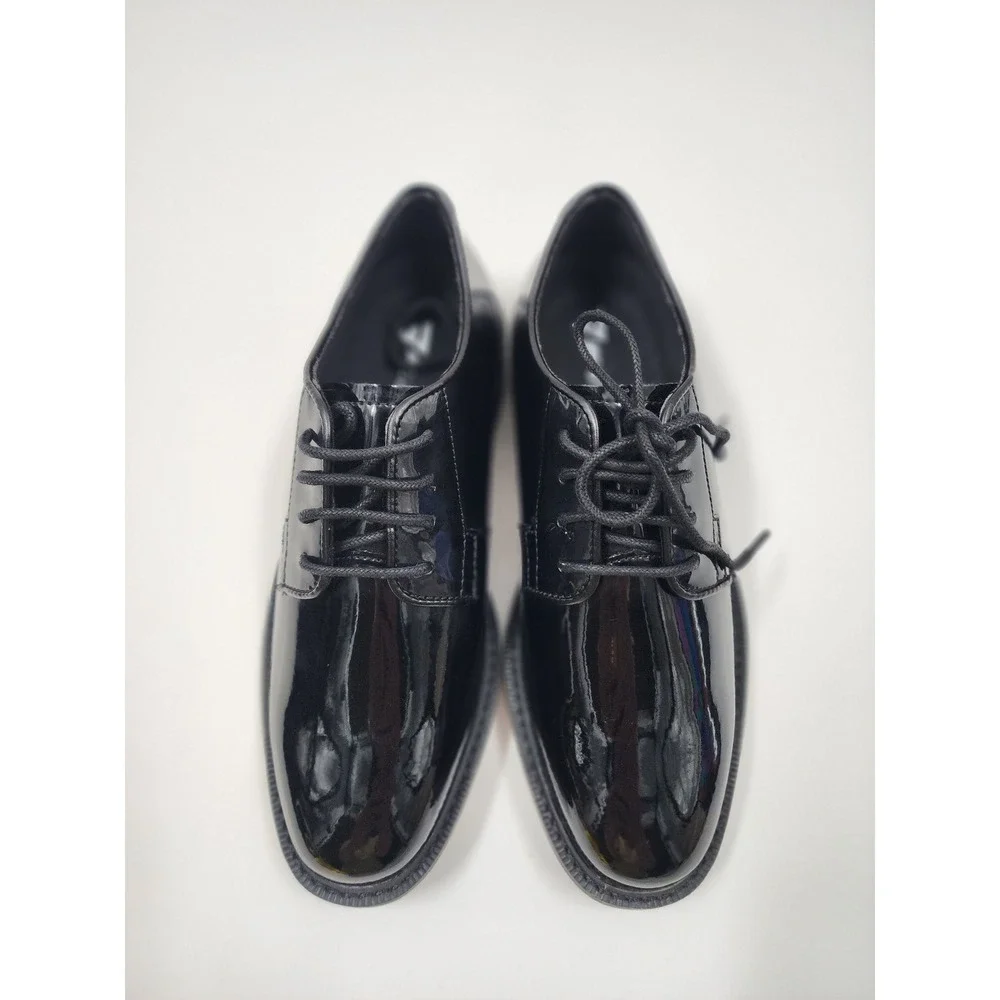 Bates High Gloss Oxford Mens 7.5 Black Uniform Dress Shoes E07842 Slip Resistant